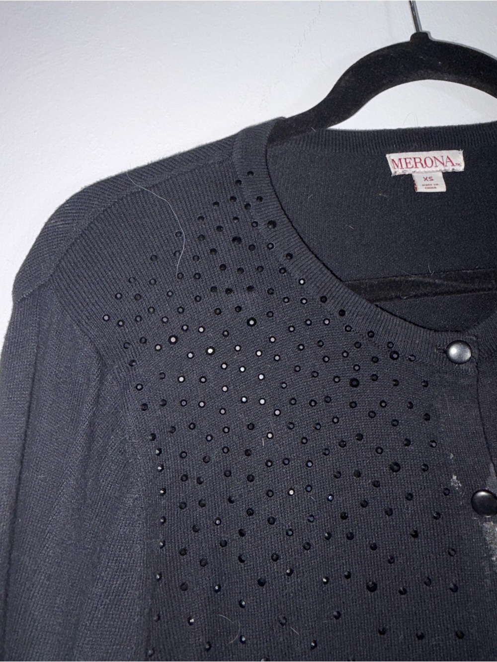 Merona Black Studded Crewneck Cardigan